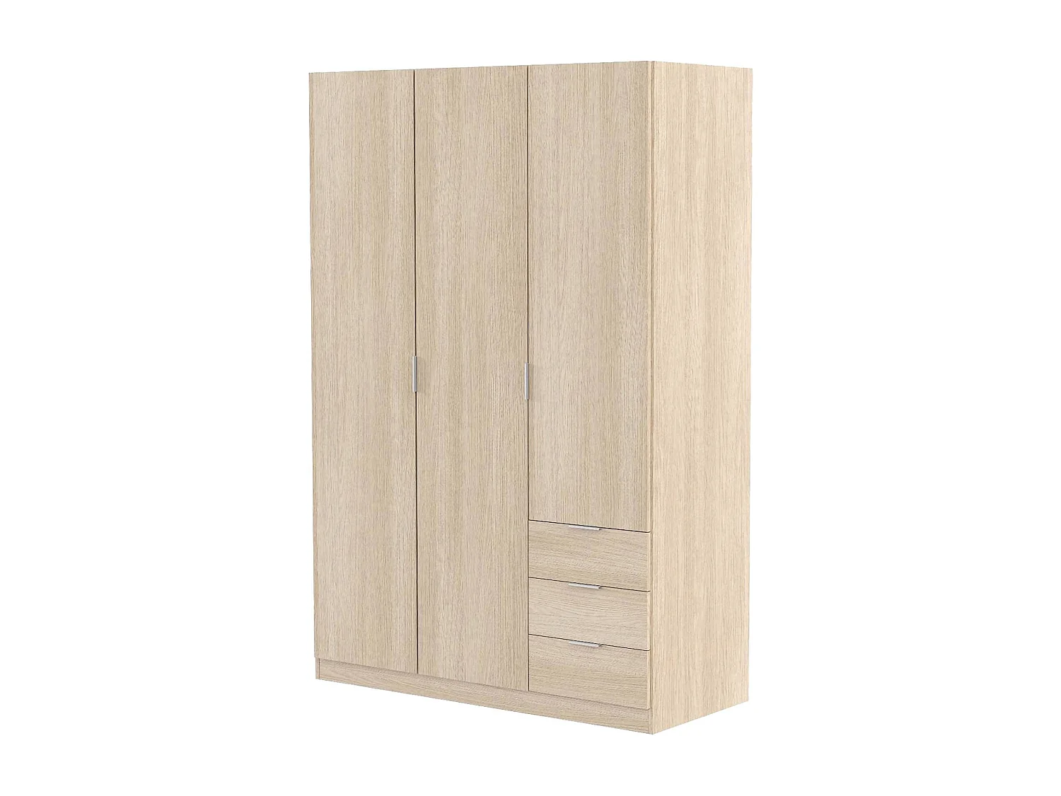 Dmora Kledingkast 3 Deuren Warren 52×121 cm Bruin Eiken Kapstok 3 Planken, Slaapkamerkast 3 Laden