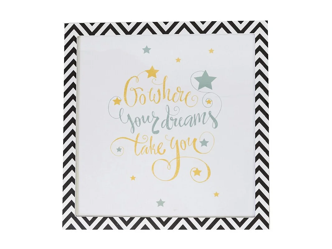 Wanddecoratie MDF wit en zwart 38x40cm