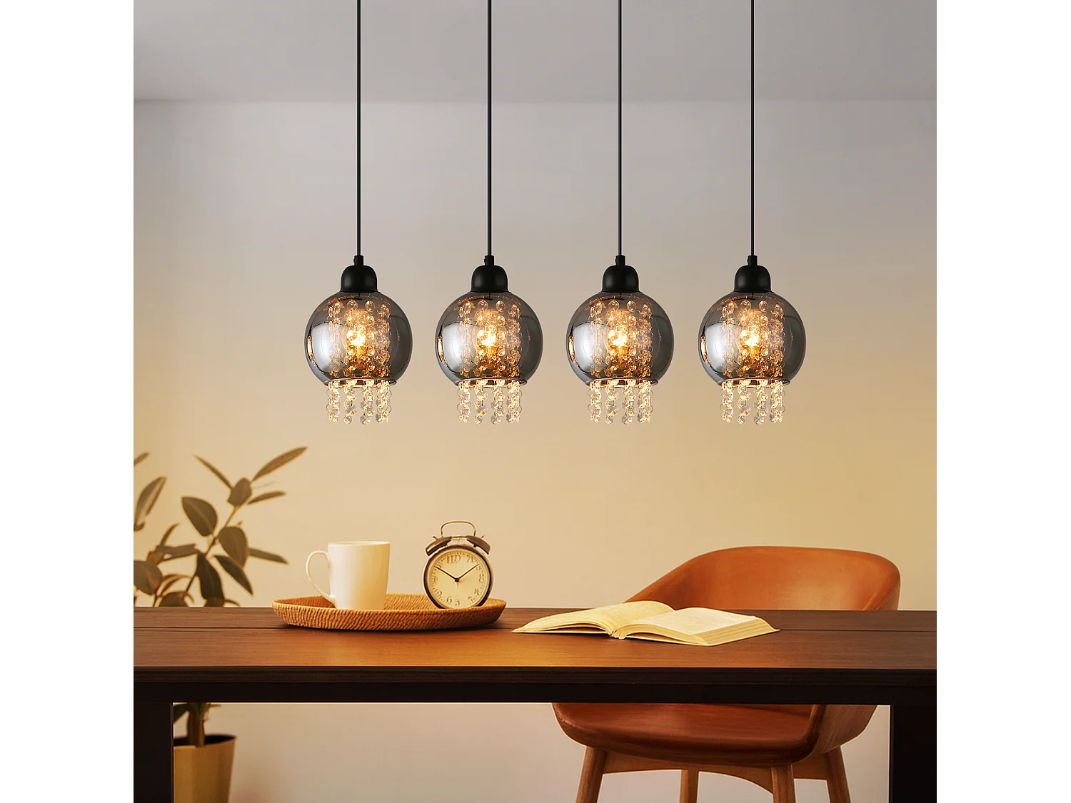 Zwarte kristallen eettafel hanglamp E27 moderne hanglamp voor woonkamer