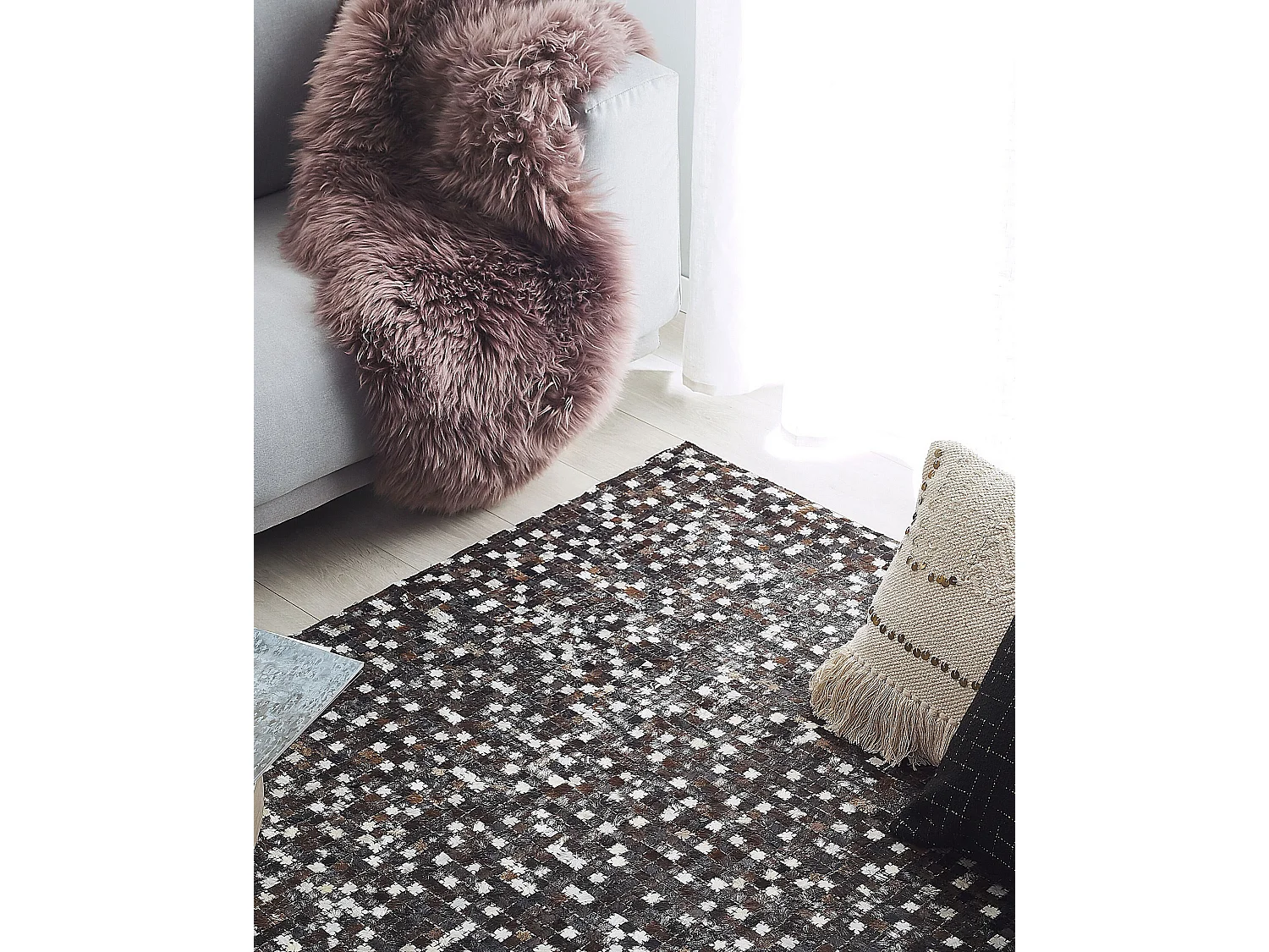 Vloerkleed AKKESE 160 x 230 cm Leer Bruin