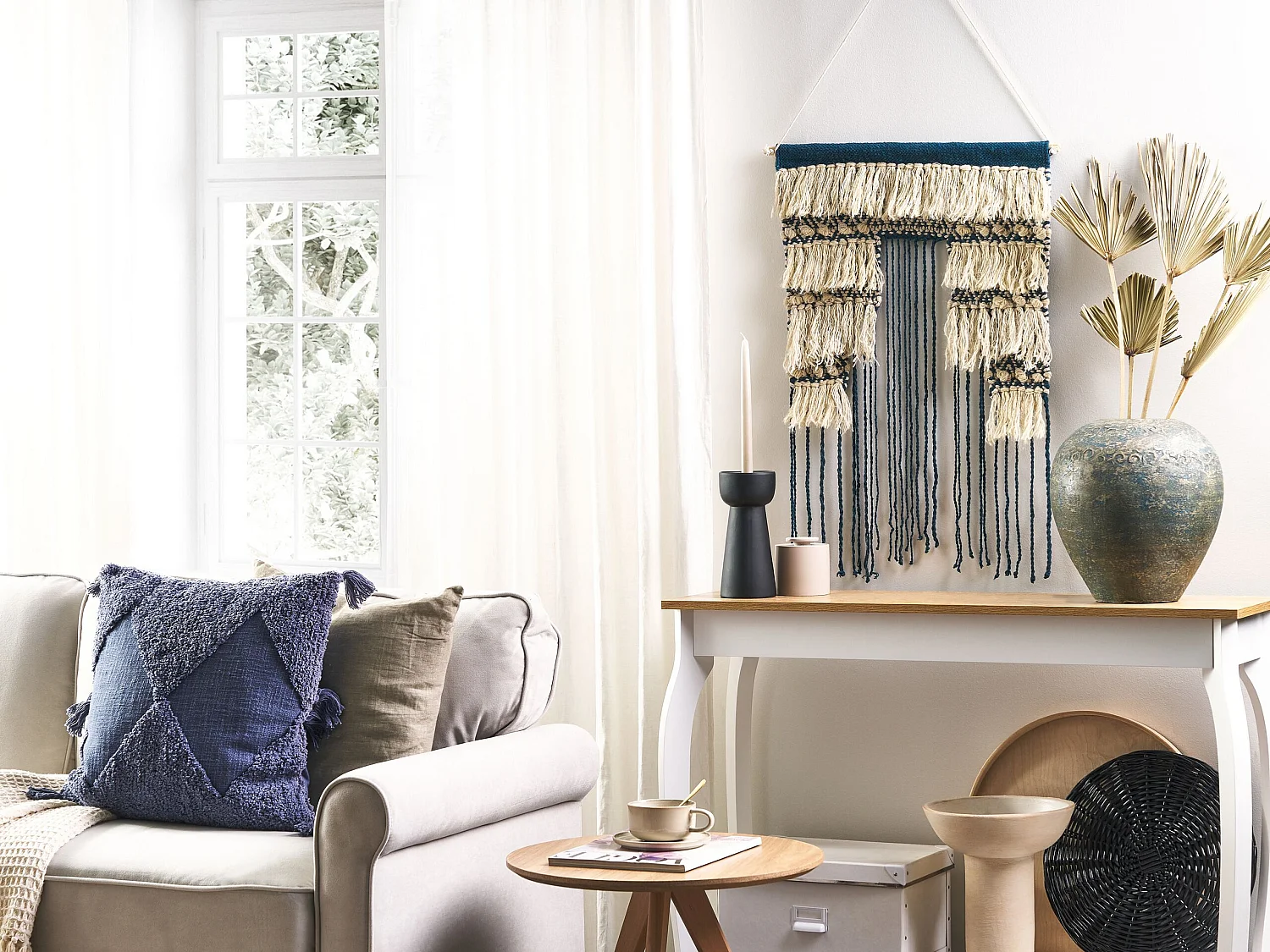 Stoffen wanddecoratie NADRA Katoen 77 cm Lichtbeige