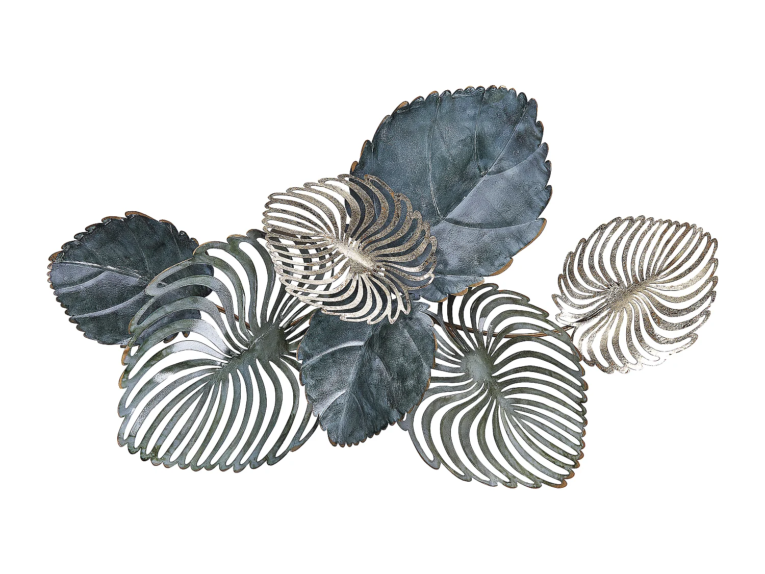 Wanddecoratie bladeren goud en teal MAGNESIUM