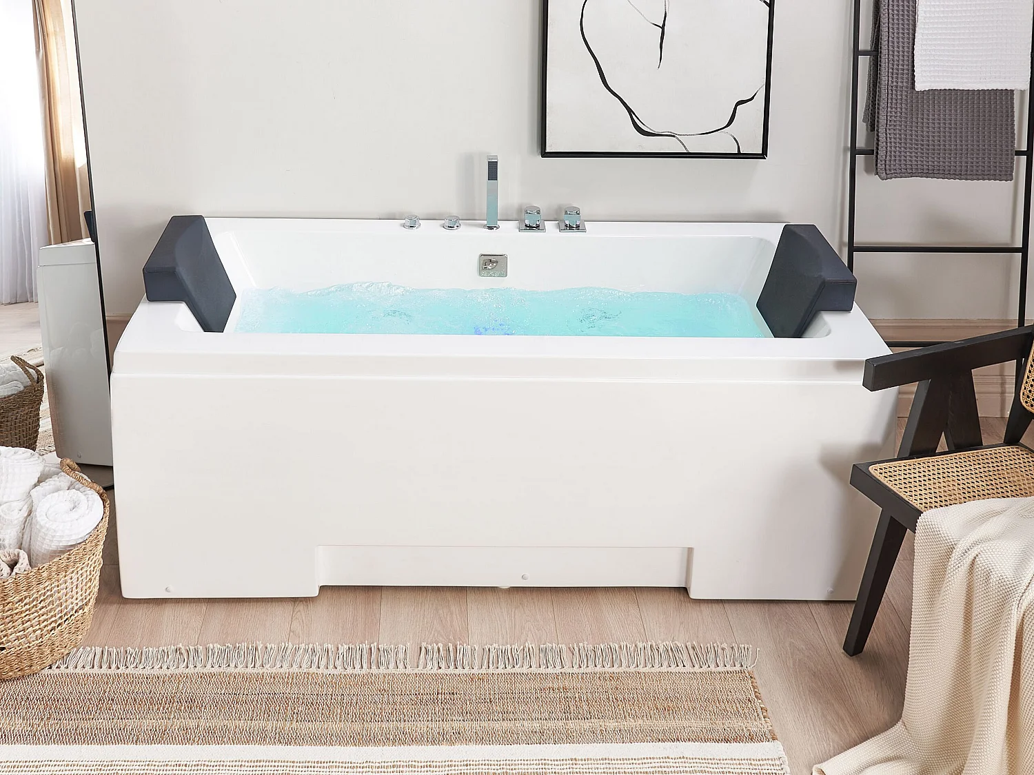 Hoek bubbelbad met LED GALLEY 170 x 75 cm Wit