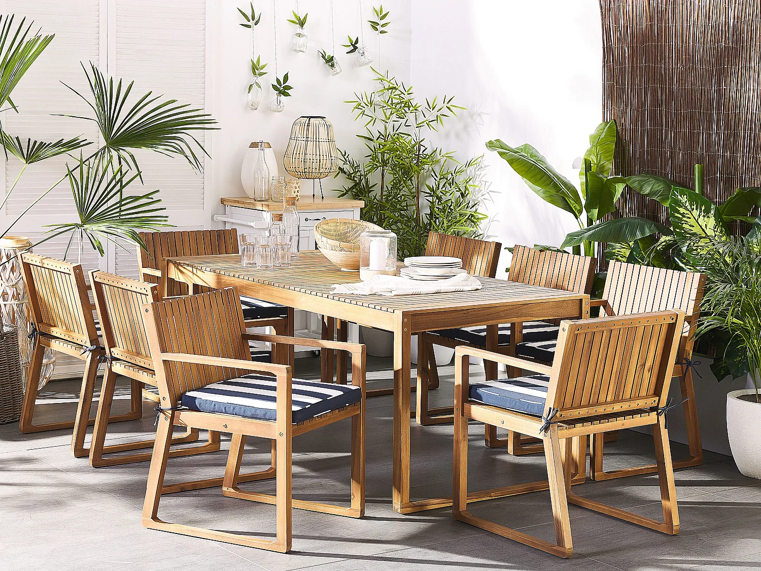 Set van 8 tuinzitkussens SASSARI 46 x 46 cm Marineblauw