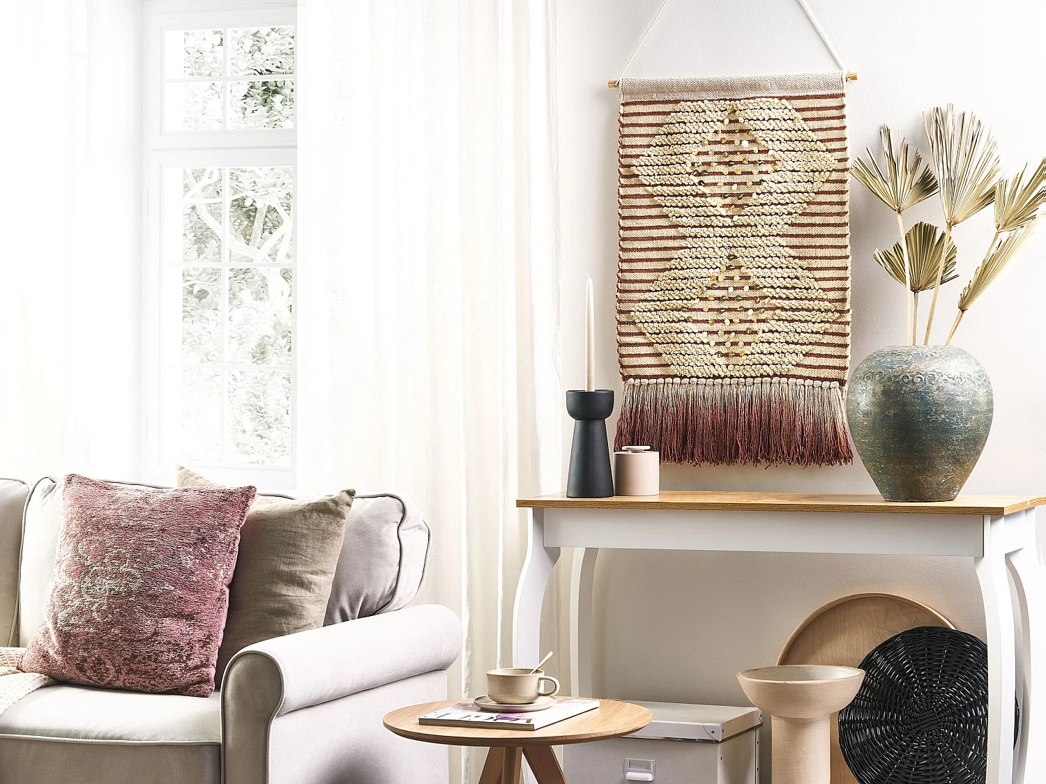 Stoffen wanddecoratie SABO Katoen 75 cm Beige