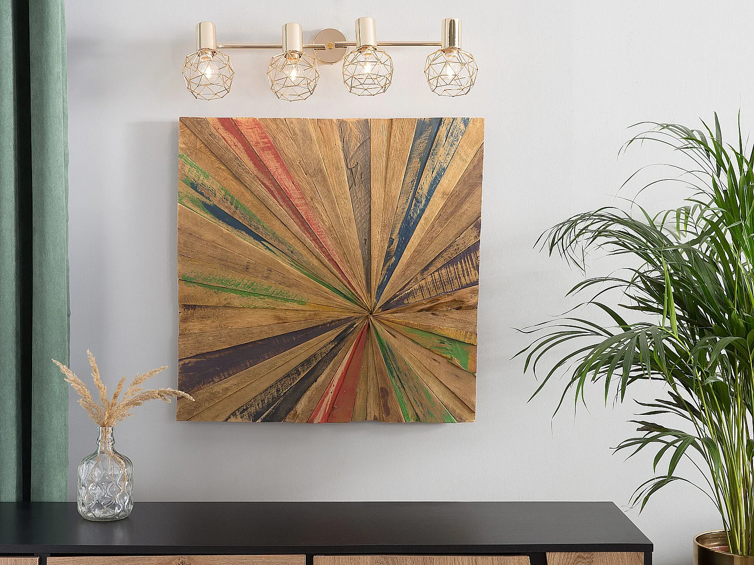 Wanddecoratie teakhout CANCUN