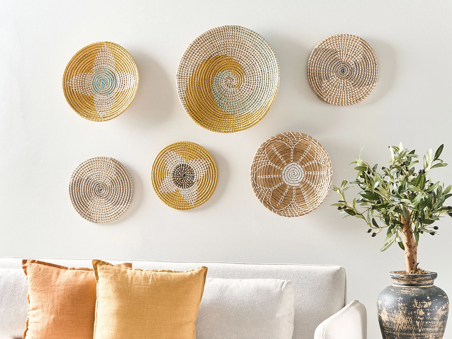 Wanddecoratie set van 6 meerkleurig BACNINH