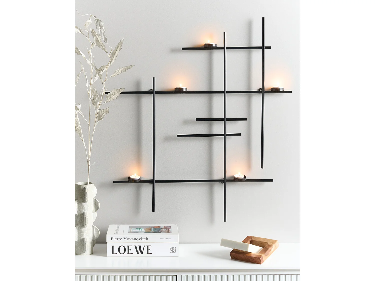 Wandkandelaar PORTO 74 cm Zwart