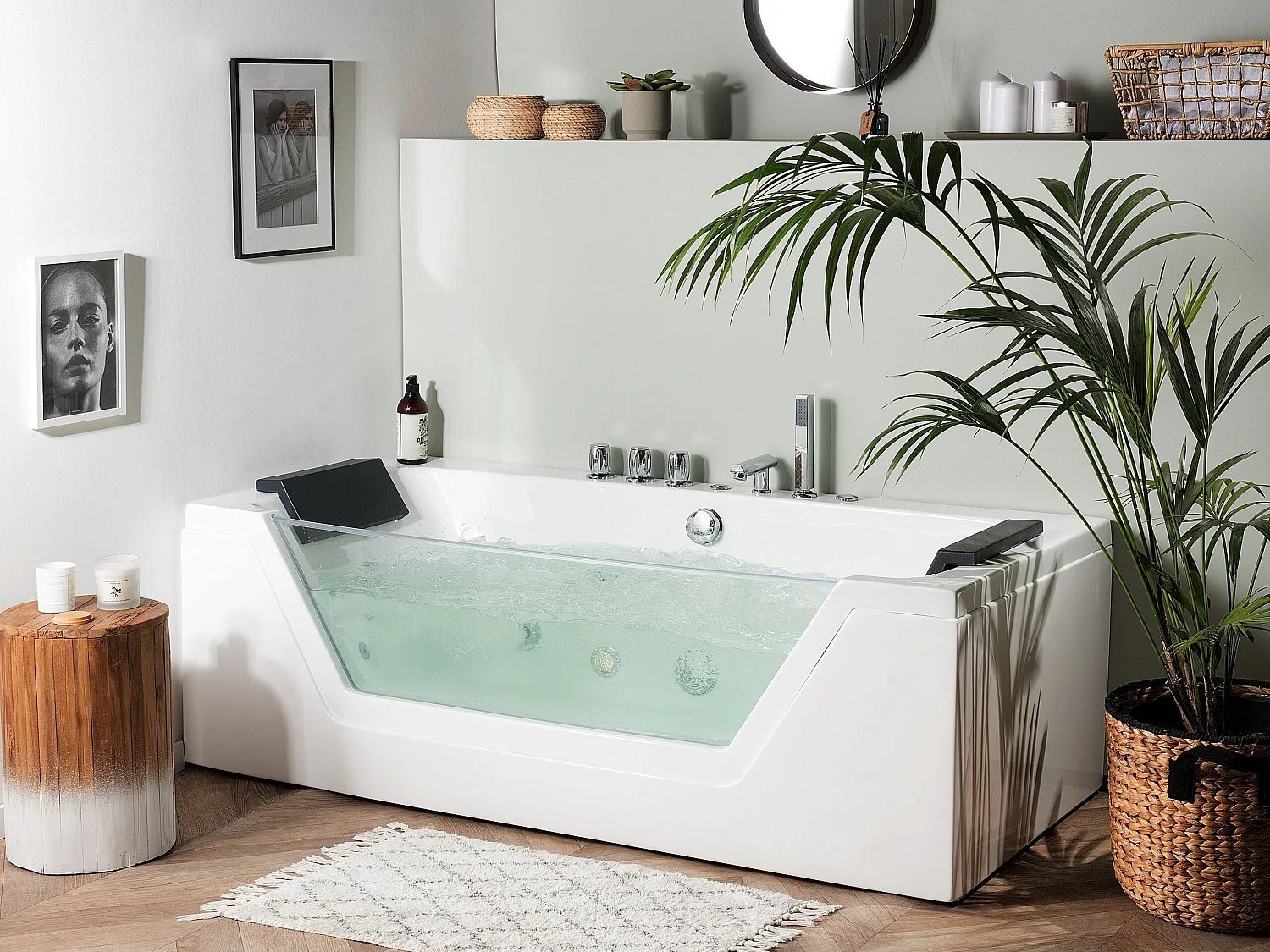 Hoek bubbelbad met LED SAMANA Wit