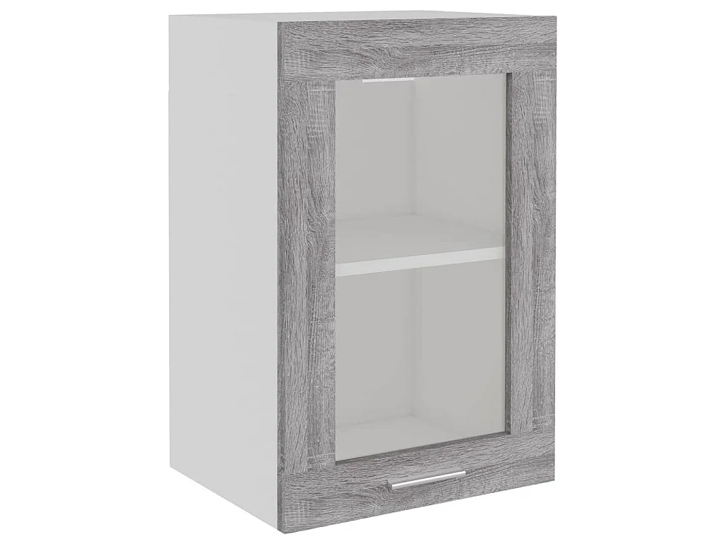 Bovenkast Lyon 40x31x60 cm glas en bewerkt hout grijs sonoma eiken
