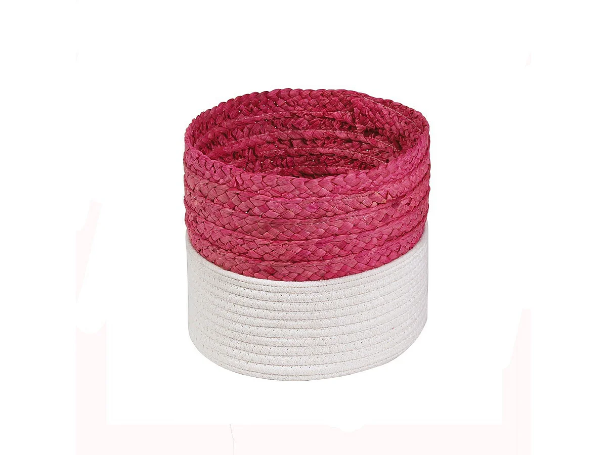 Wit en roze tweekleurig touwmandje