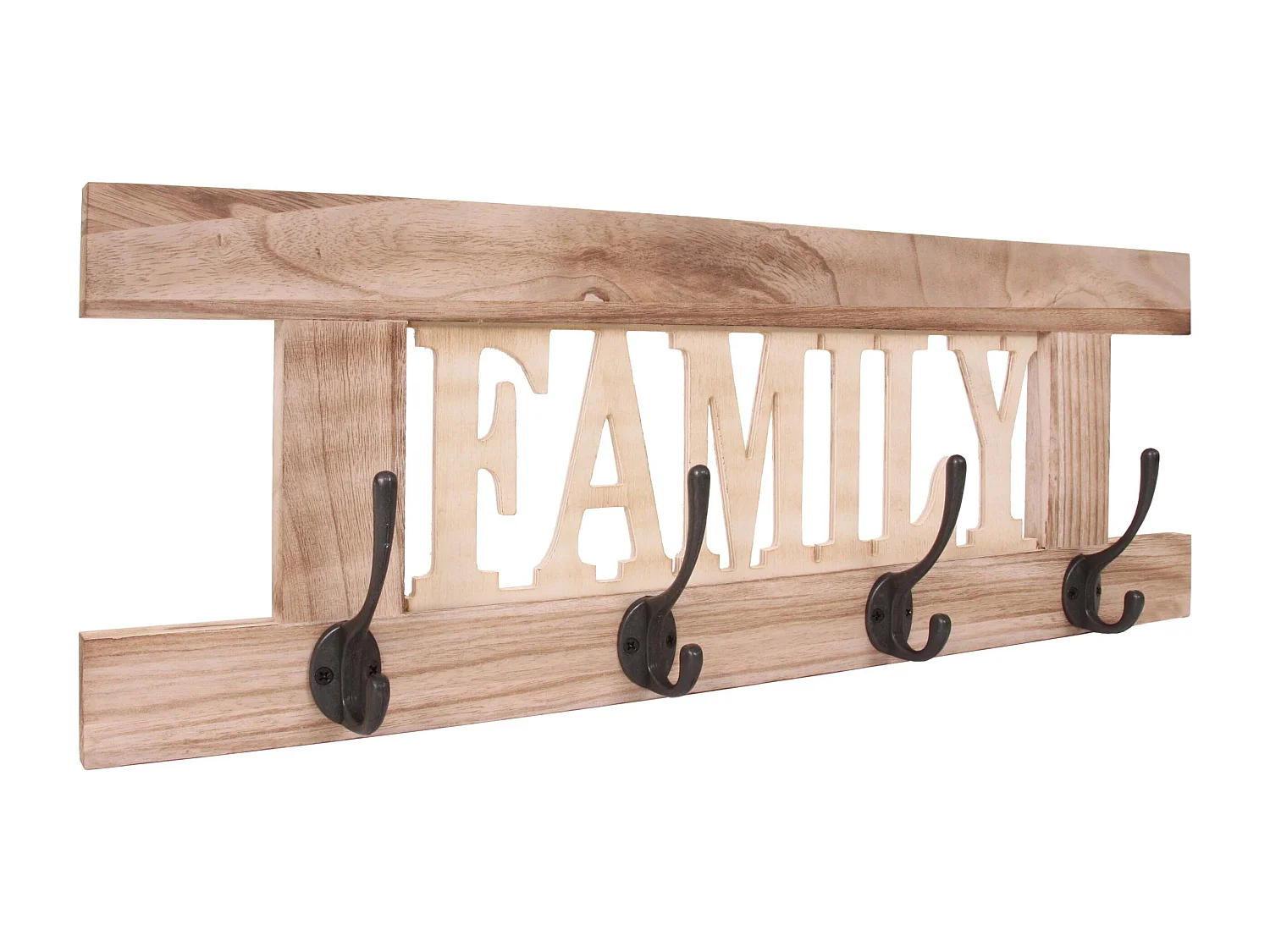 Wandkapstok MCW-C60 Family Shabby-look,  natuurlijk bruin