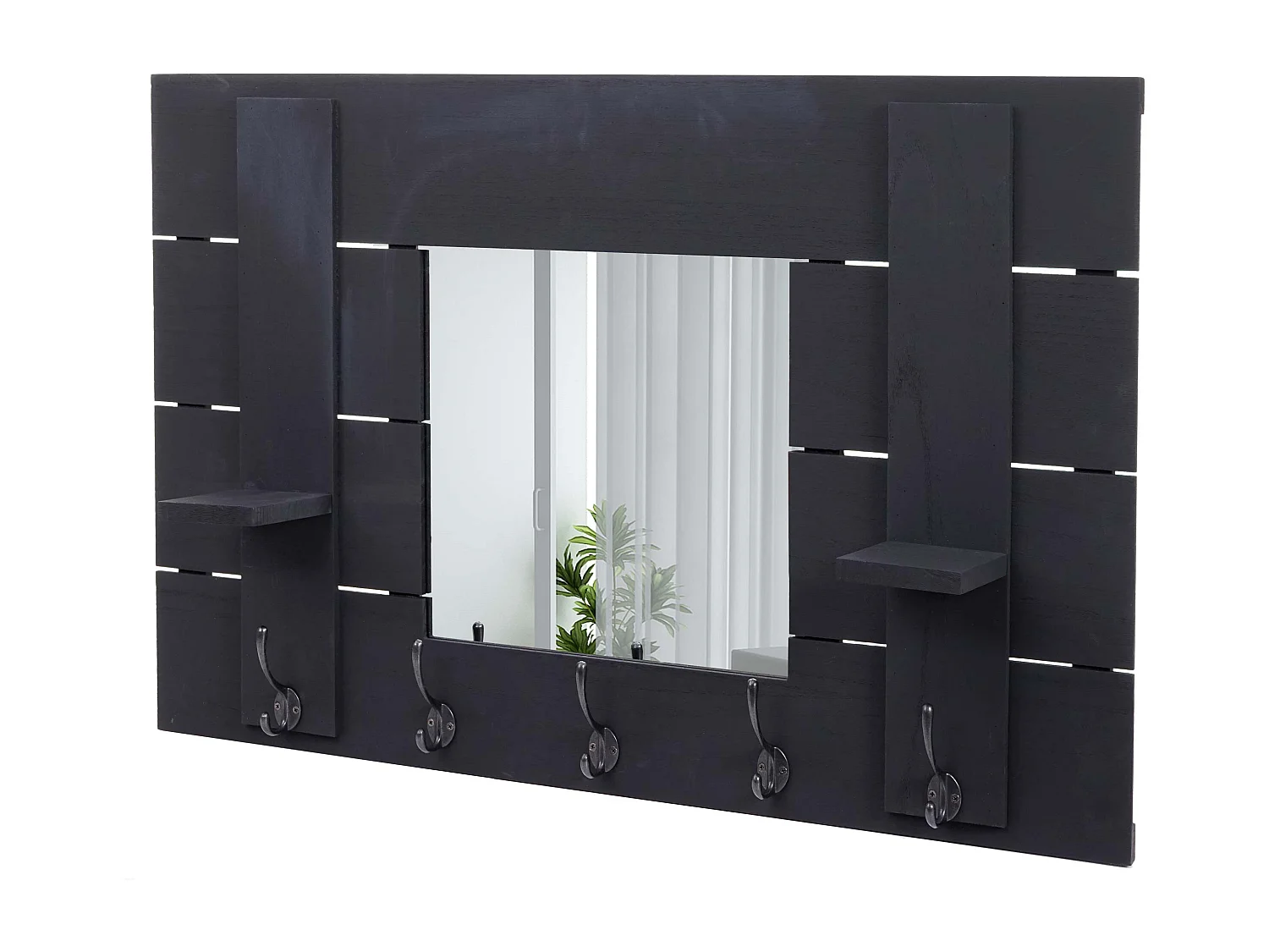 Wandgarderobe MCW-C89 met spiegel,  donkergrijs, shabby