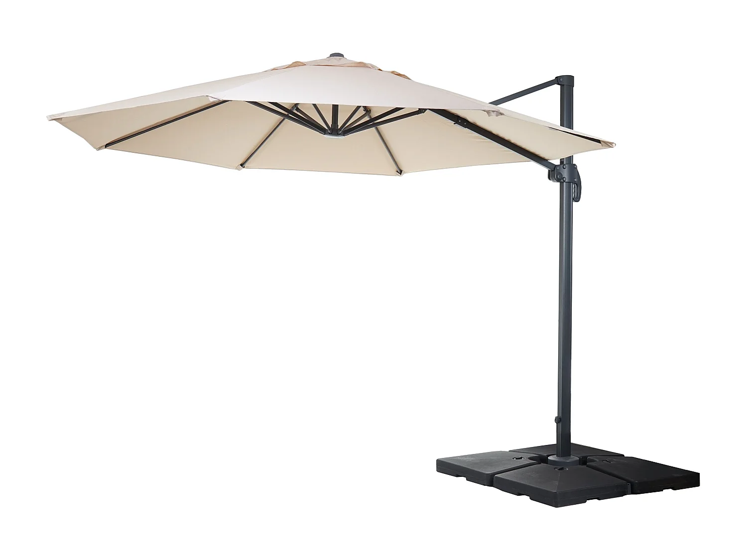 Zweefparasol MCW-A96 IV, rond en draaibaar,  crèmekleurig, inclusief standaard, draaibaar