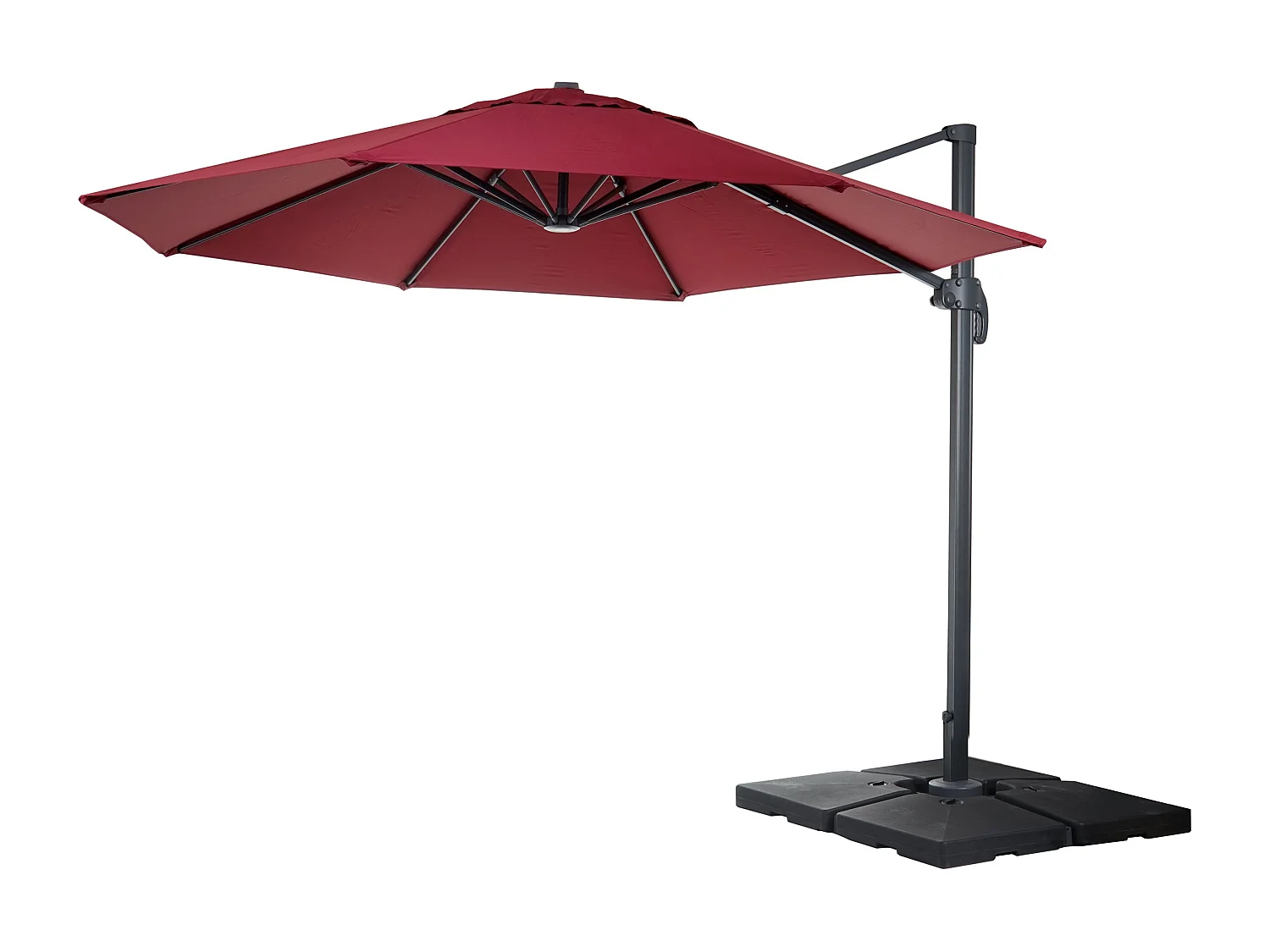Zweefparasol MCW-A96 IV rond,  bordeaux met voet, draaibaar