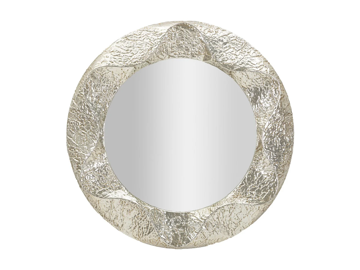 Zilveren metalen wandspiegel ø 104×7 cm