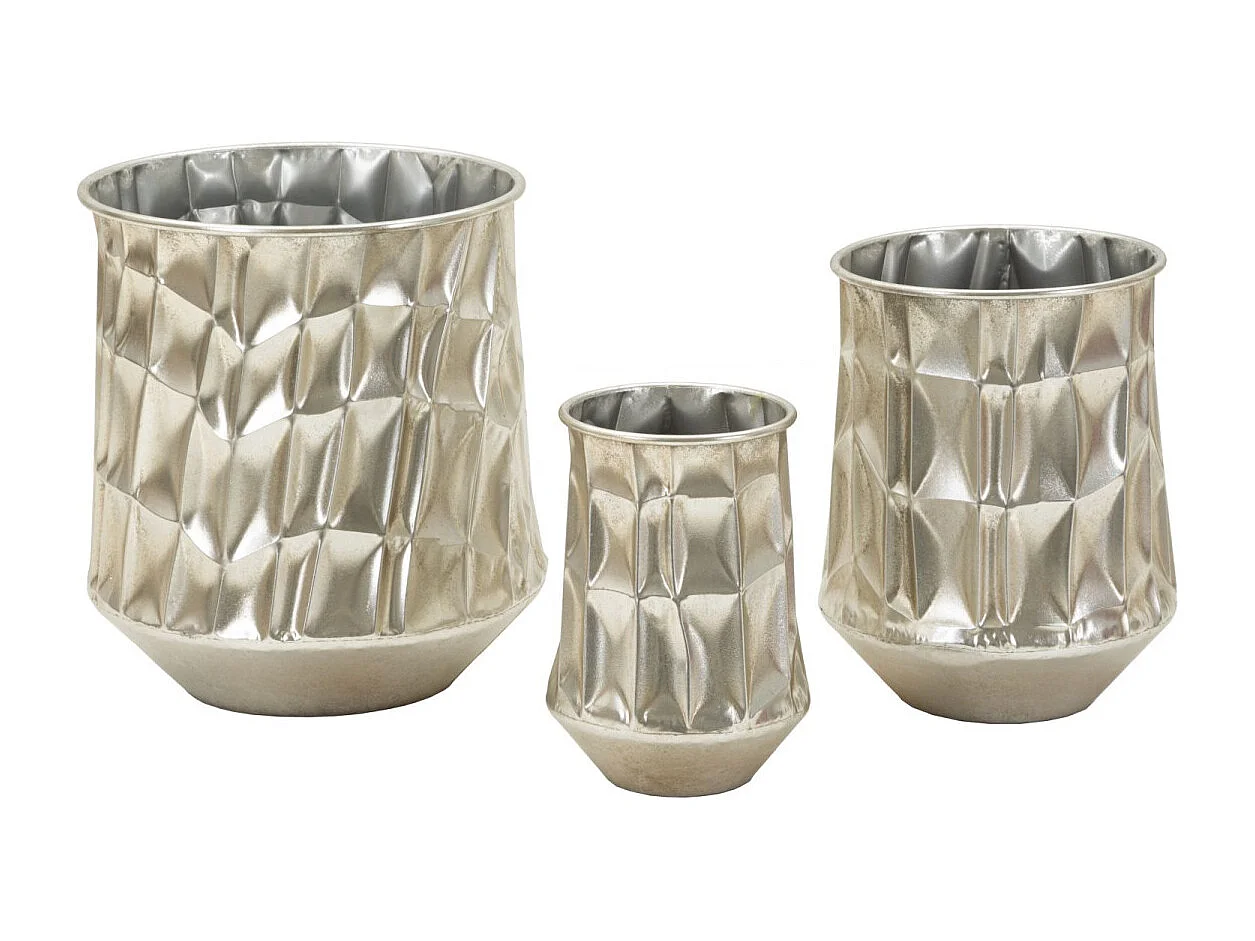 Zilveren metalen plantenpotten, set van 3, ø 35×38,5-27,5×33-18,5×26,5 cm