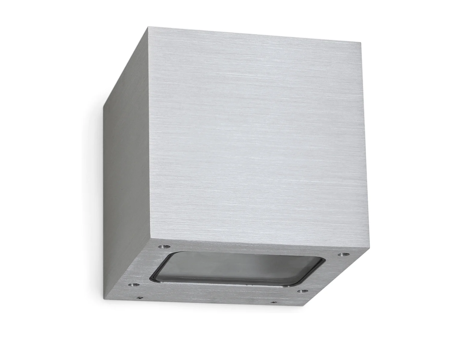 BRICK moderne stijl aluminium wandlamp – Breedte 12 x Hoogte 12 cm – geborsteld aluminium – SMD LED 2x 5W – 3K – up&down – 67º – IP44