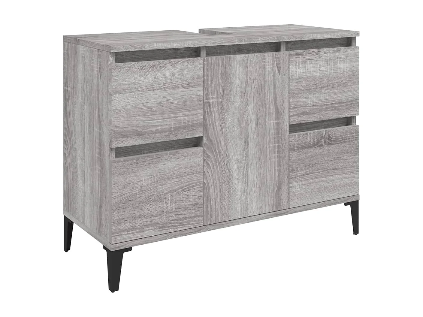 Wastafelkast 80x33x60 cm bewerkt hout grijs sonoma eikenkleurig