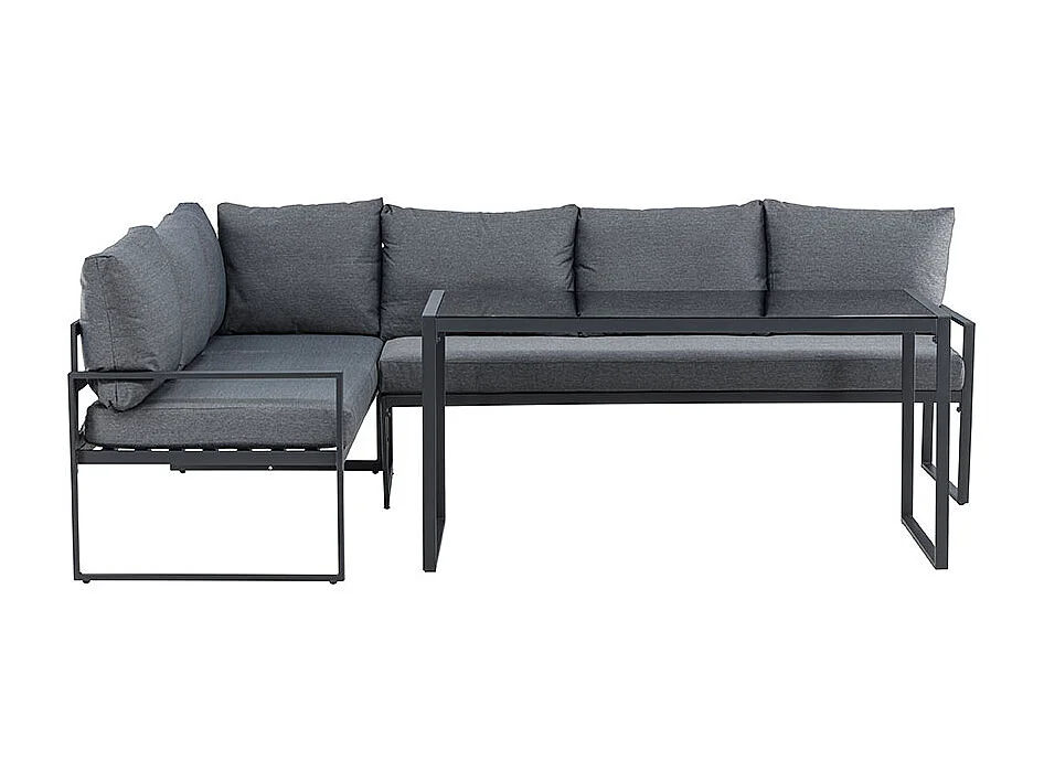 Zingaro lounge set 1 hoekbank, 1 eettafel zwart.
