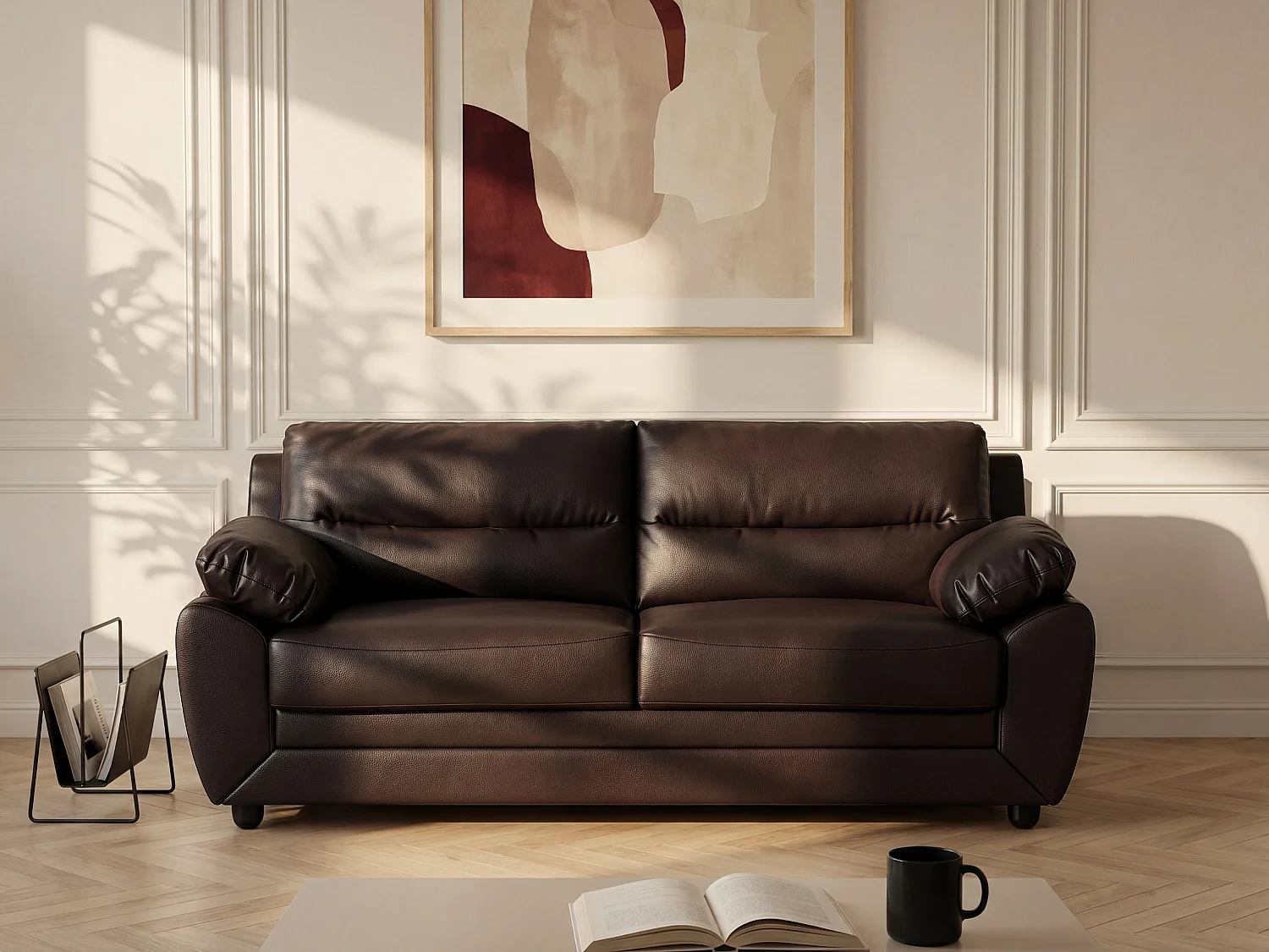 Driezitsbank MANOA van kunstleer – bruin