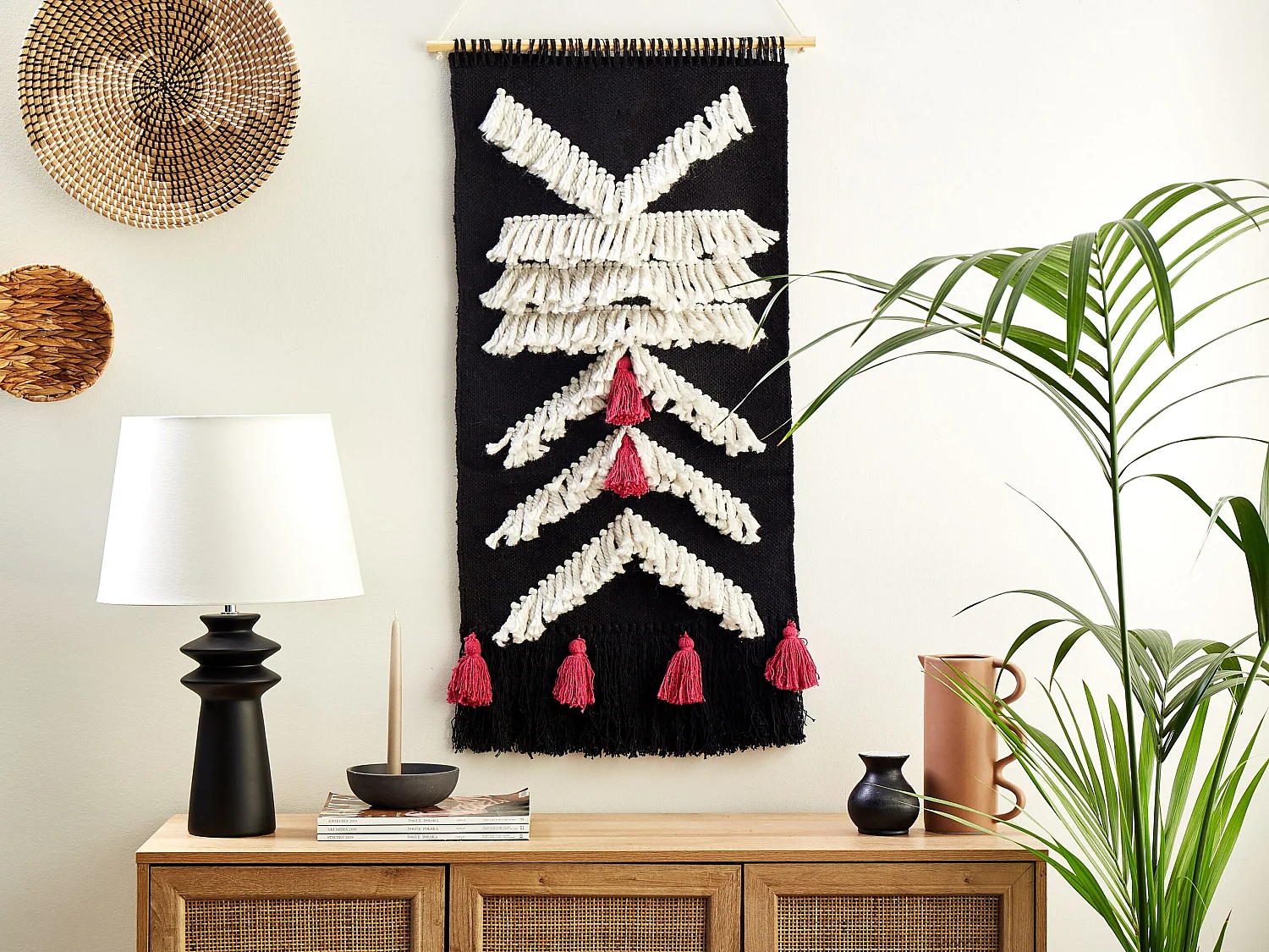 Stoffen wanddecoratie PAKPATTAN Katoen 123 cm Zwart