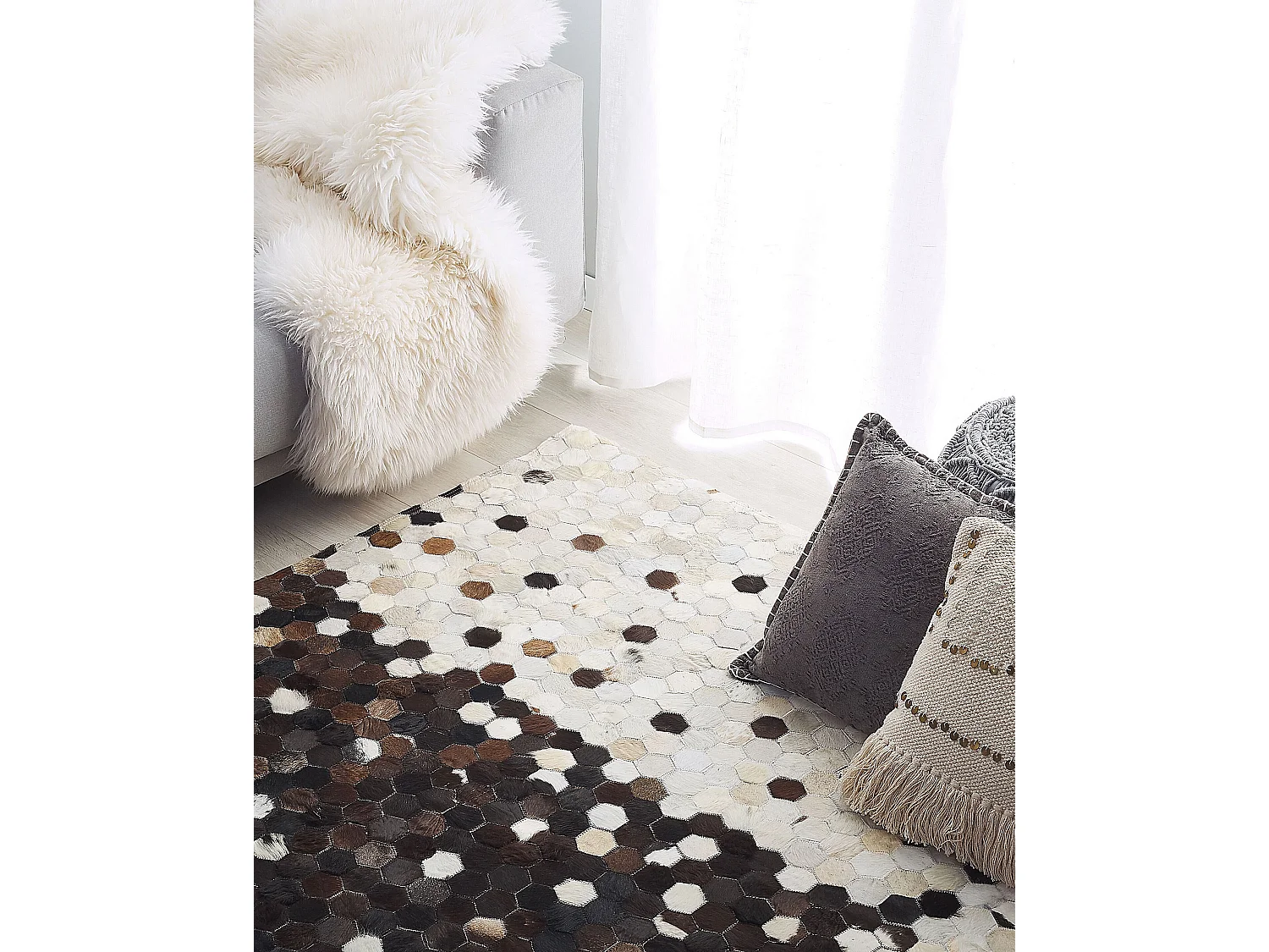 Vloerkleed EYIM 140 x 200 cm Leer Bruin