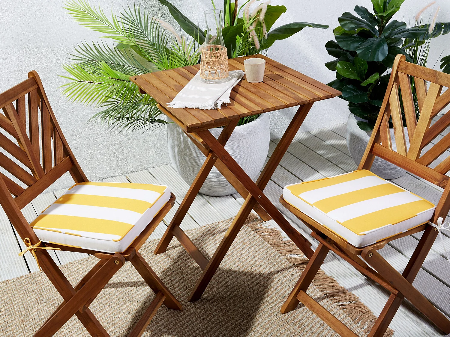 Set van 2 tuinzitkussens TERNI 37 x 34 cm Geel