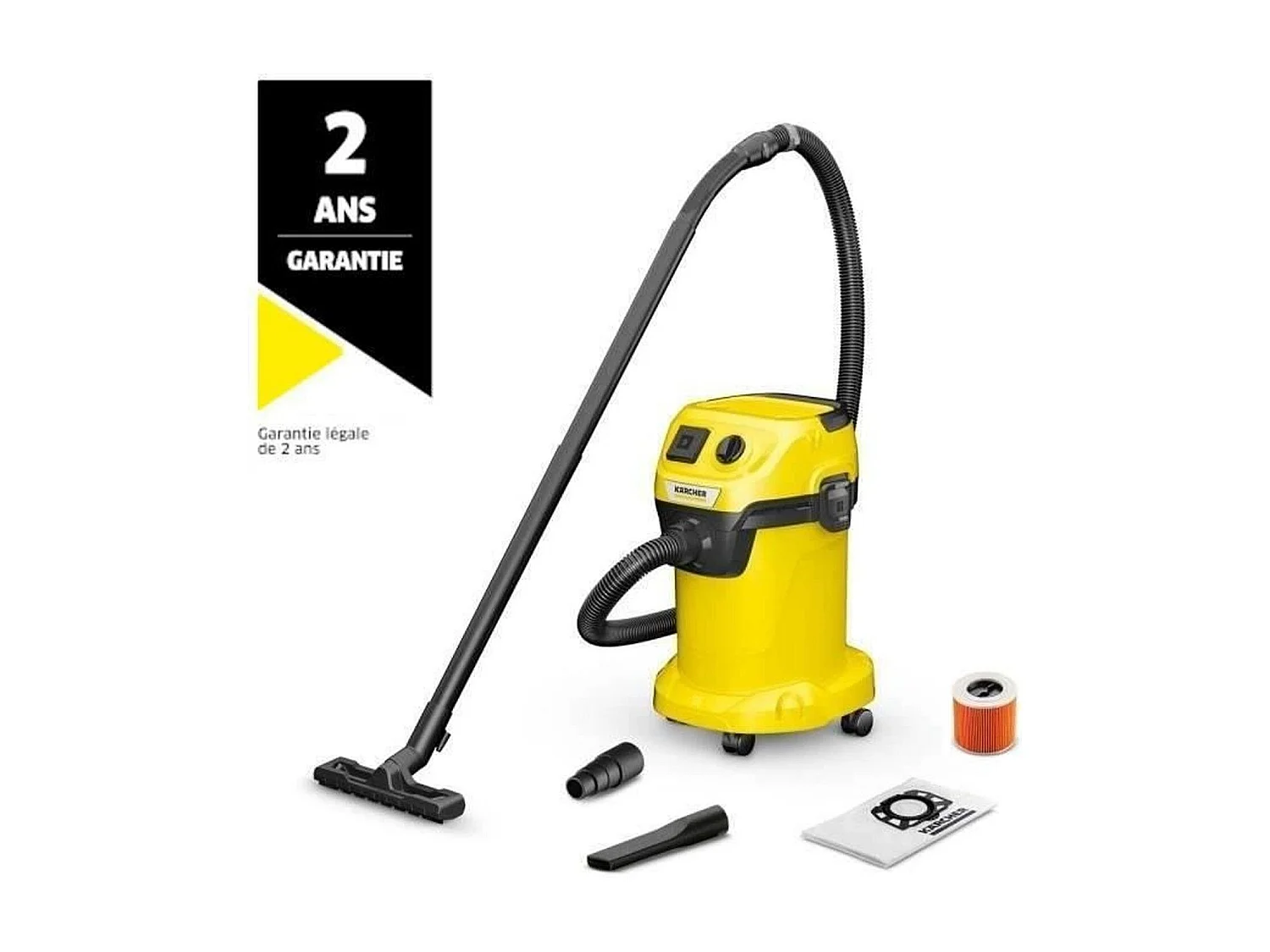 Water- en Stofzuiger WD 3 P V-19/4/20 – Polypropyleen Tank 19 L – 1000W (Elektroportatieve Aansluiting)
