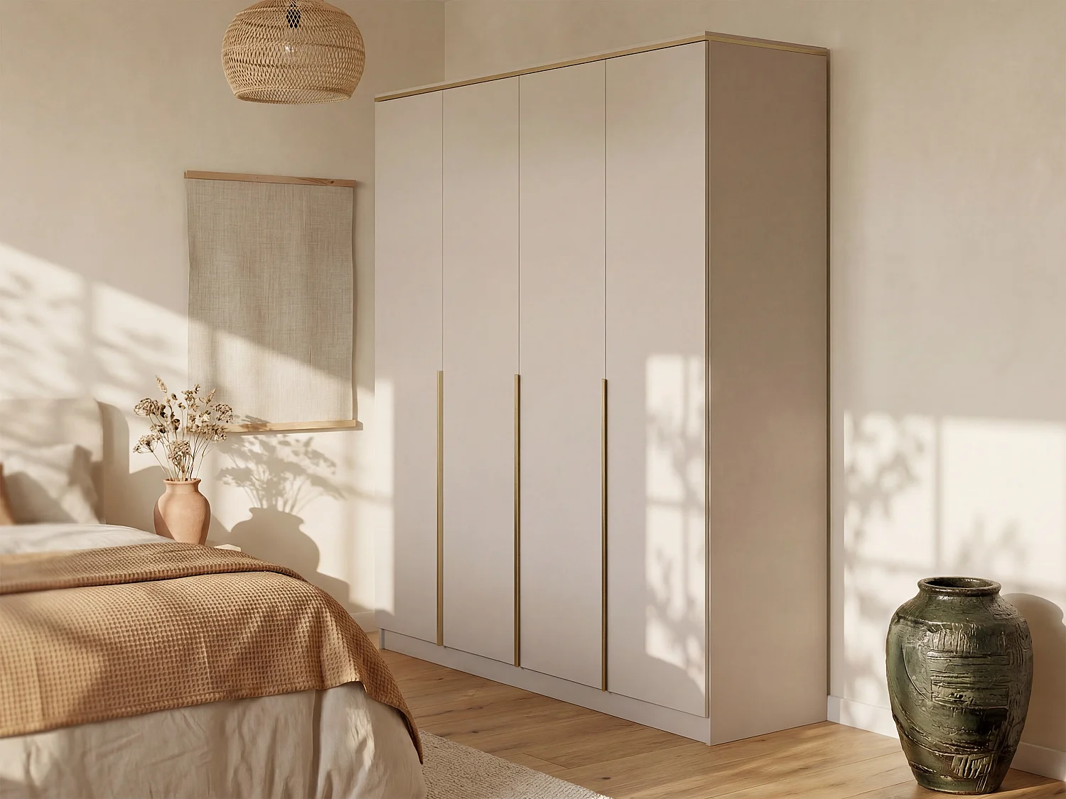 Kast met 4 deuren L200 cm in beige en goud – VUKIA van Pascal Morabito