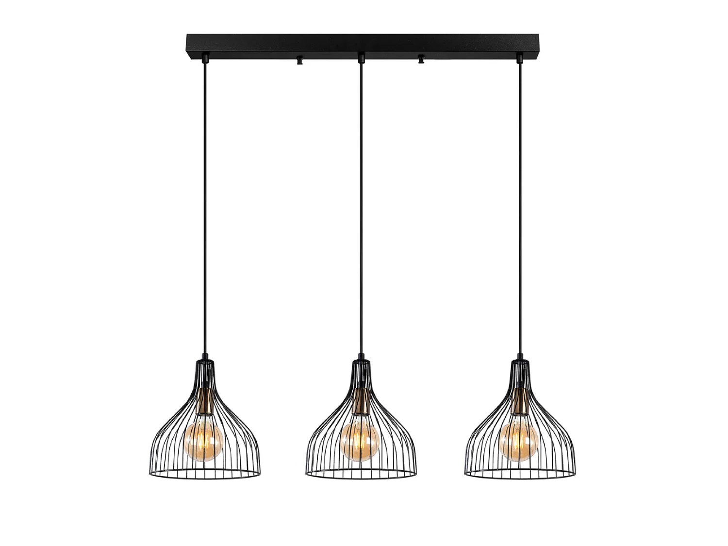 Zwarte metalen plafondlamp MARIE – 3 lampen, modern en minimalistisch design
