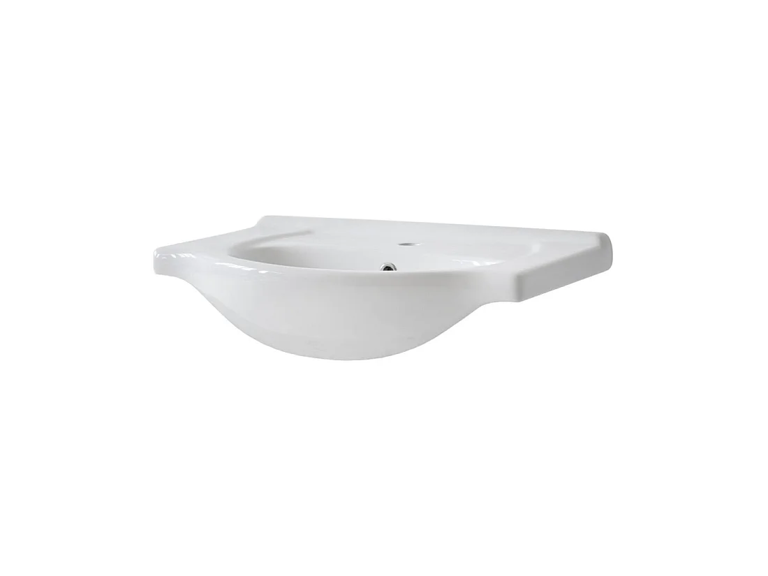 Opbouwwastafel CALMA 65 cm in glanzend wit keramiek
