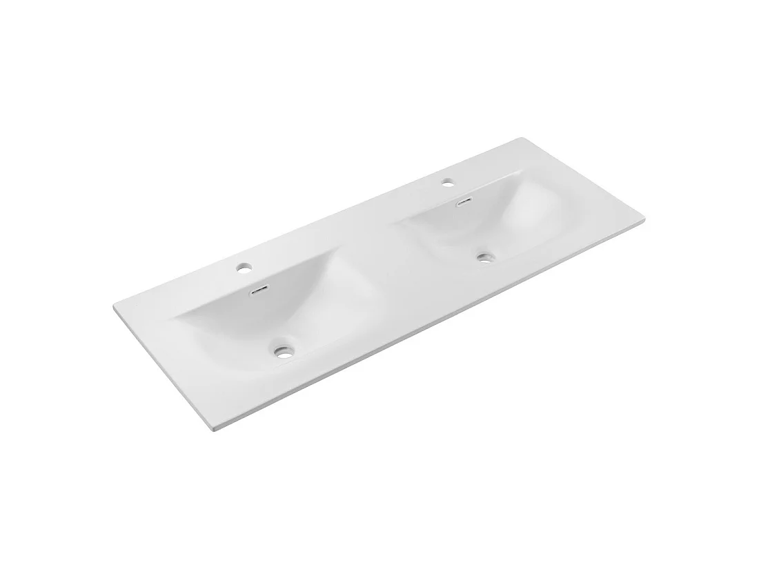 Inbouwwastafel VELOA 120 cm dubbele wastafel keramiek glanzend wit design