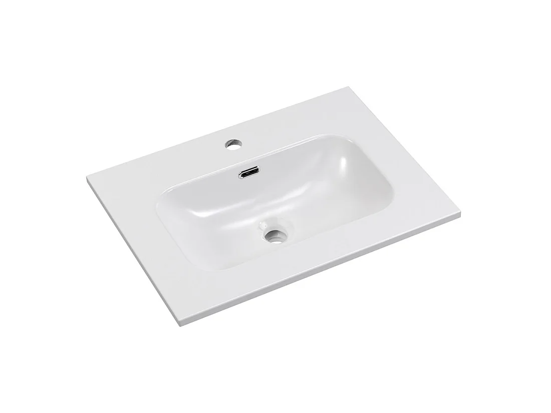 Wastafel LARGO 60 cm in glanzend wit keramiek