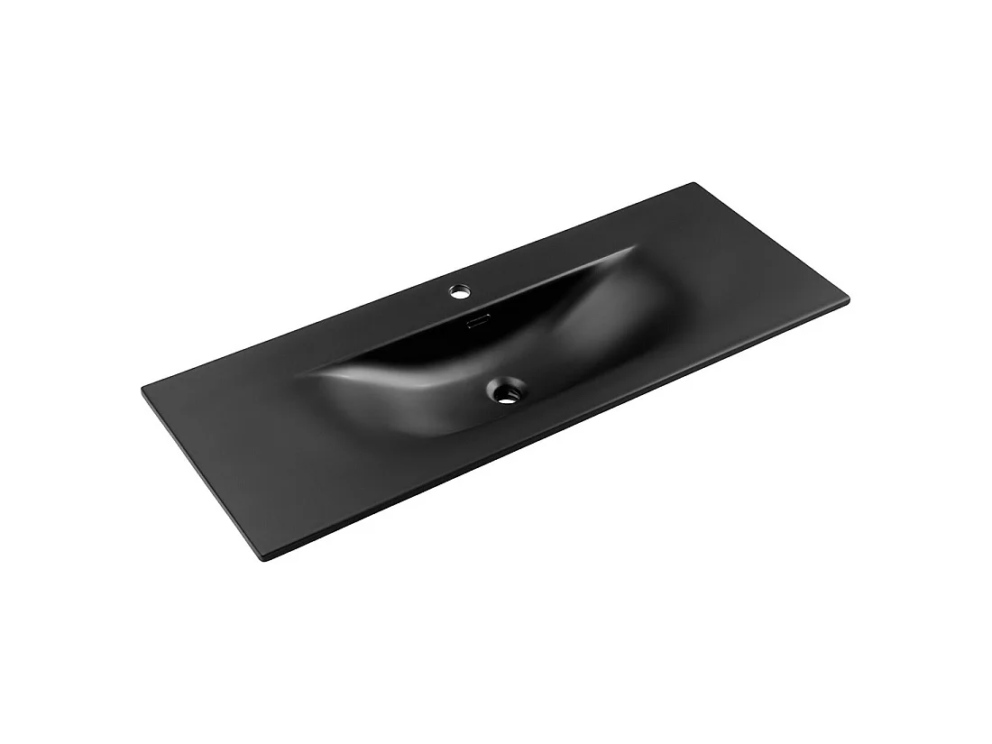 Wastafel inbouw VELOA 120 cm in mat zwart keramiek