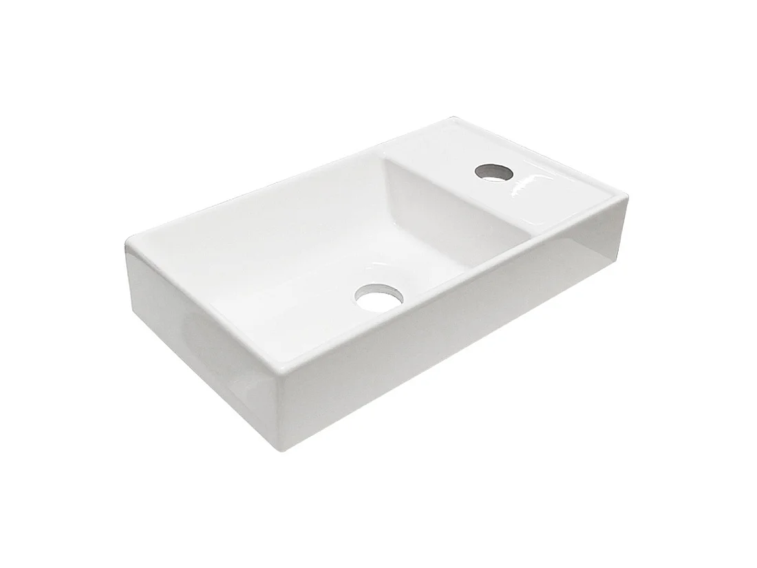 Inbouwwastafel CITY 40 cm compact mineraalhars glanzend wit