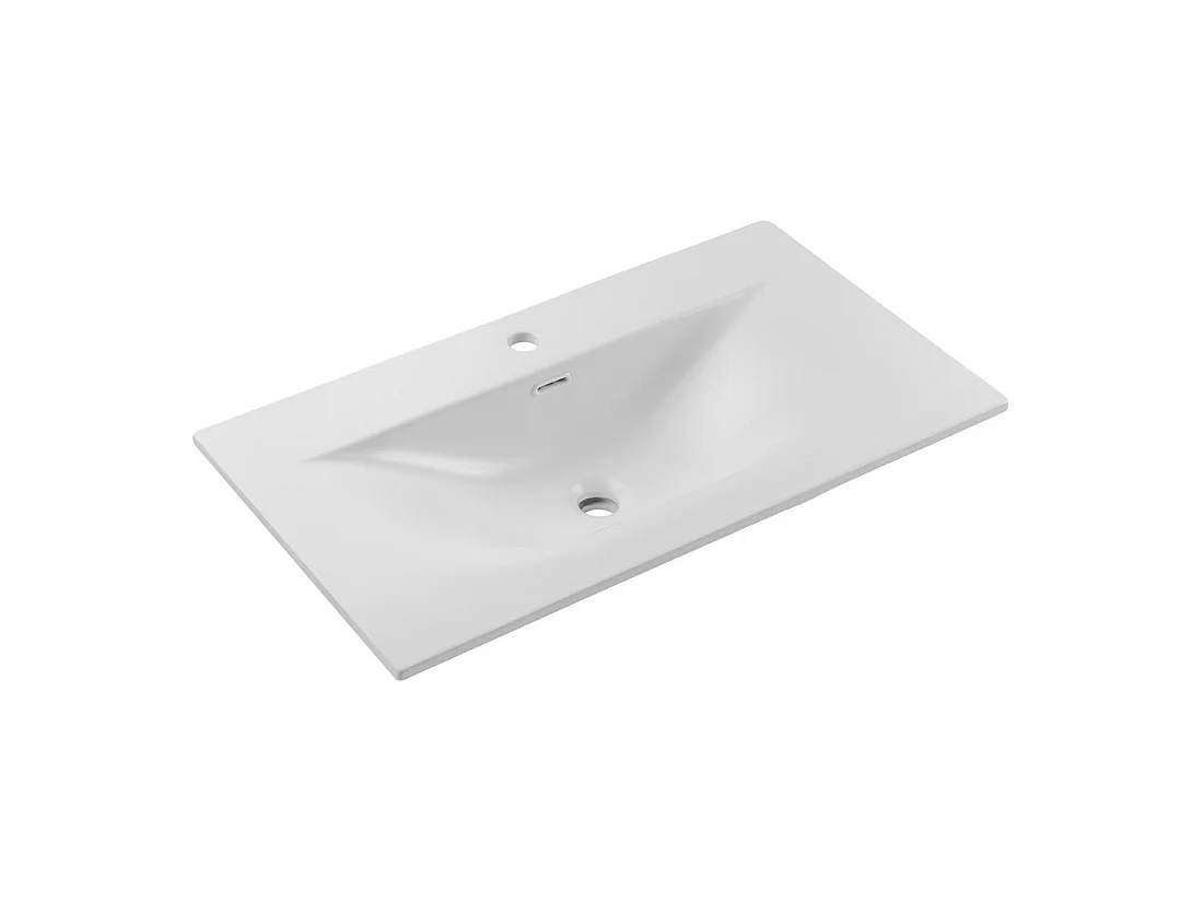 Wastafel om in te bouwen VELOA 80 cm keramiek mat wit modern ovaal design