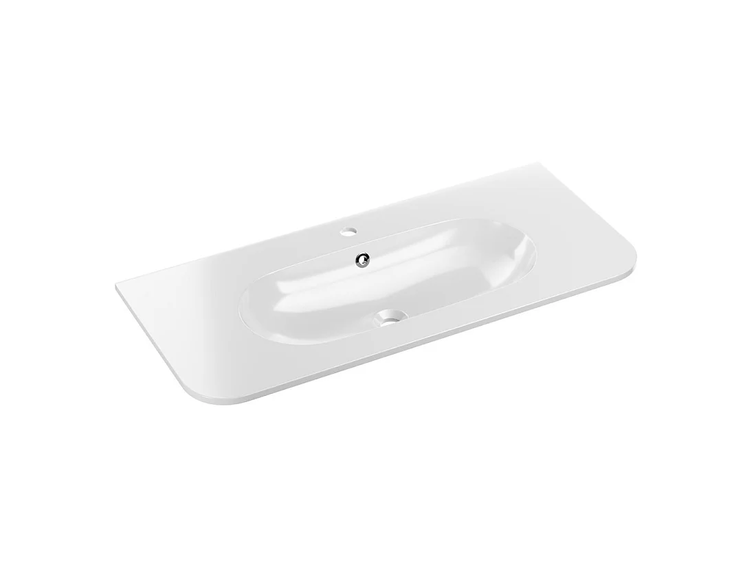 Wastafel LINEA 100 cm in wit glanzend mineraalhars