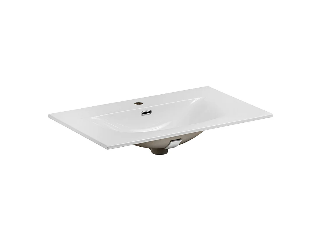 Wastafel om in te bouwen VELOA 80 cm keramiek glanzend wit modern design