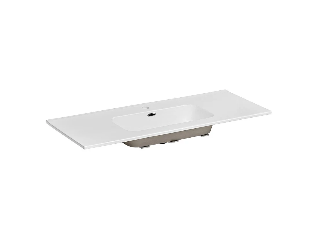 Wastafel ESSEN 120 cm in glanzend wit keramiek