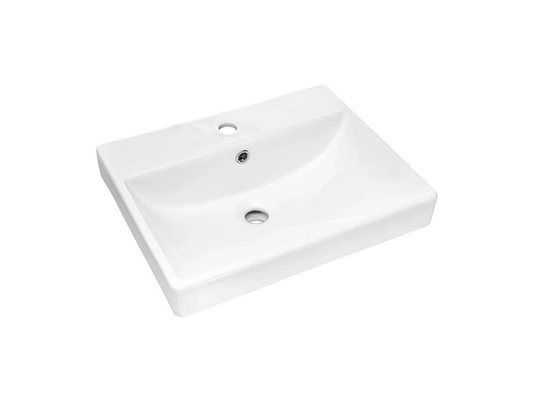 Inbouwwastafel NOVA 60×40 cm in glanzend wit compact keramiek