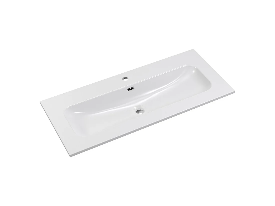 Wastafel LARGO 100 cm in glanzend wit keramiek