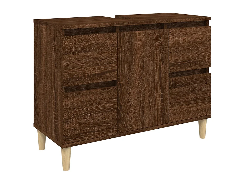 Wastafelkast 80x33x60 cm bewerkt hout bruin eikenkleur