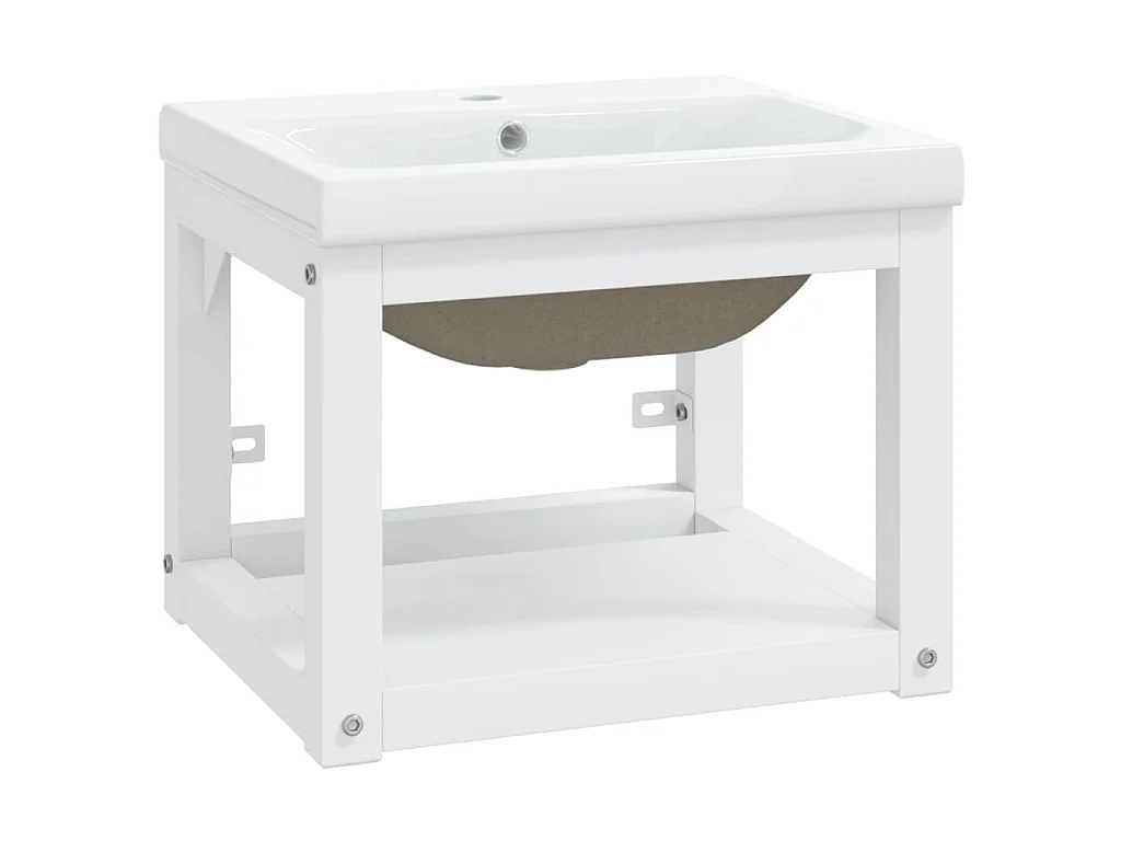 Wastafelframe met inbouwwastafel ijzer wit
