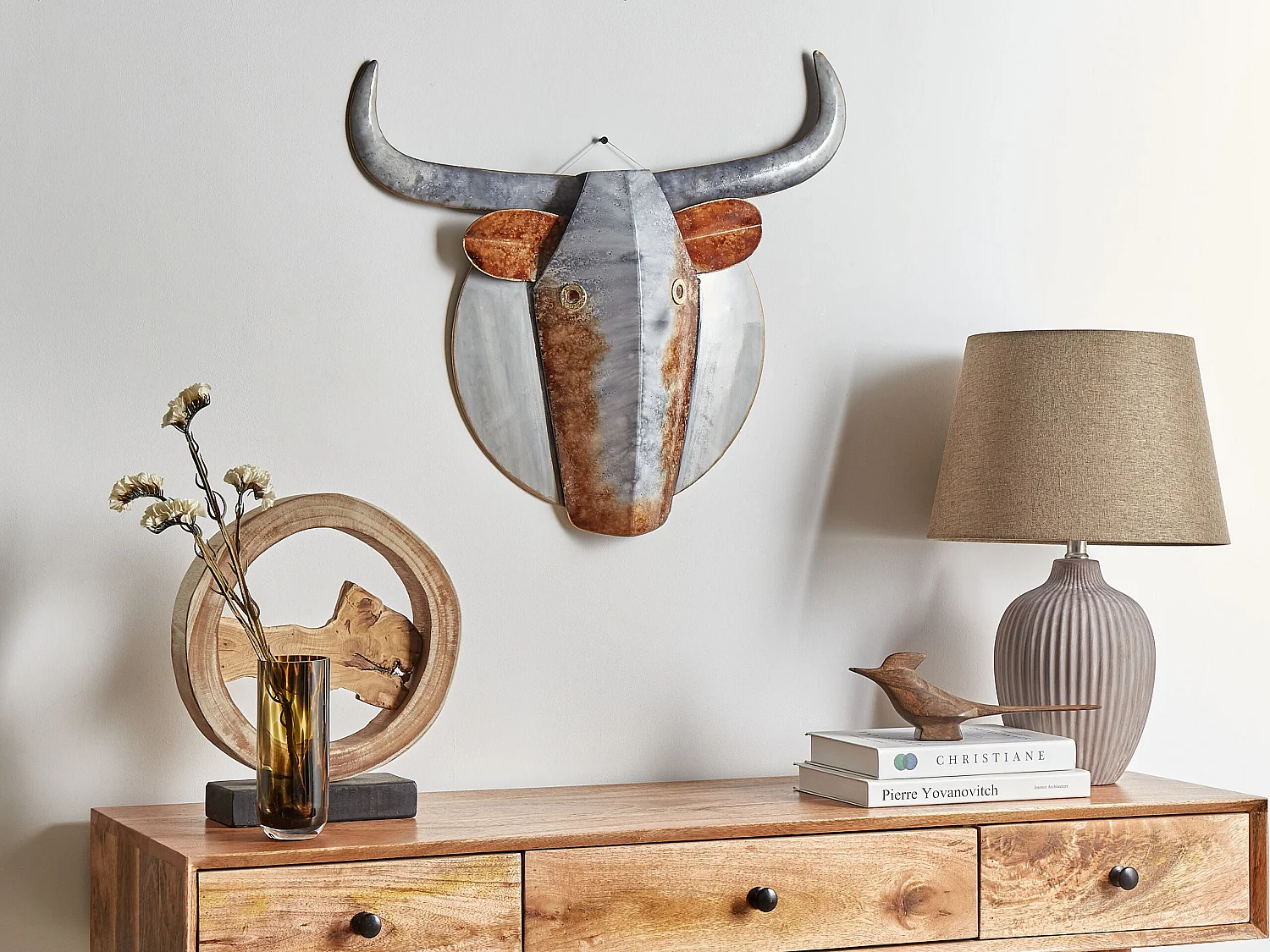 Wanddecoratie ERBIUM Metaal 41 cm Grijs