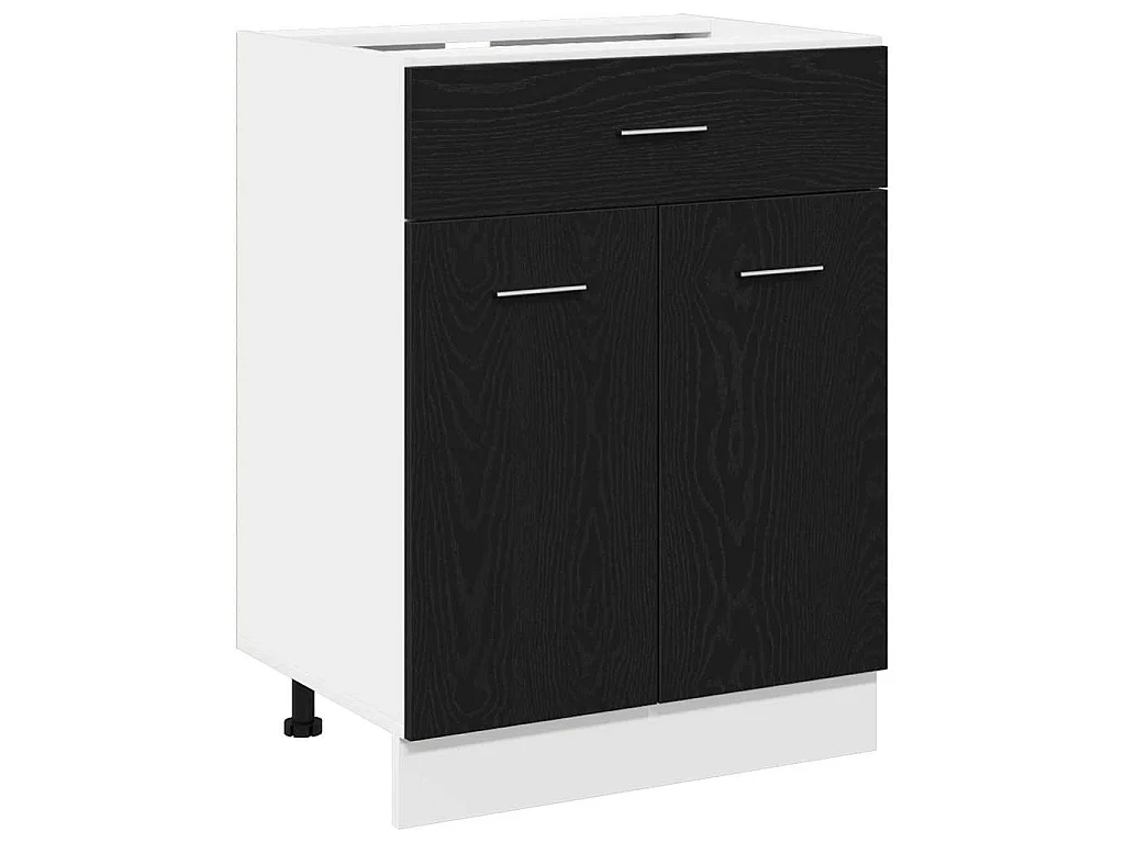 Hangkast met lade Zwart Eiken 60 x 46 x 81,5 cm Bewerkt hout