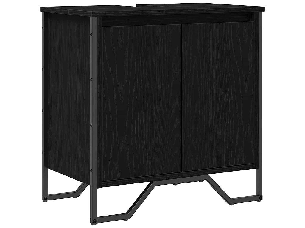 Badkamertenk te kast Zwart Eiken 60 x 35 x 60 cm Bewerkt hout