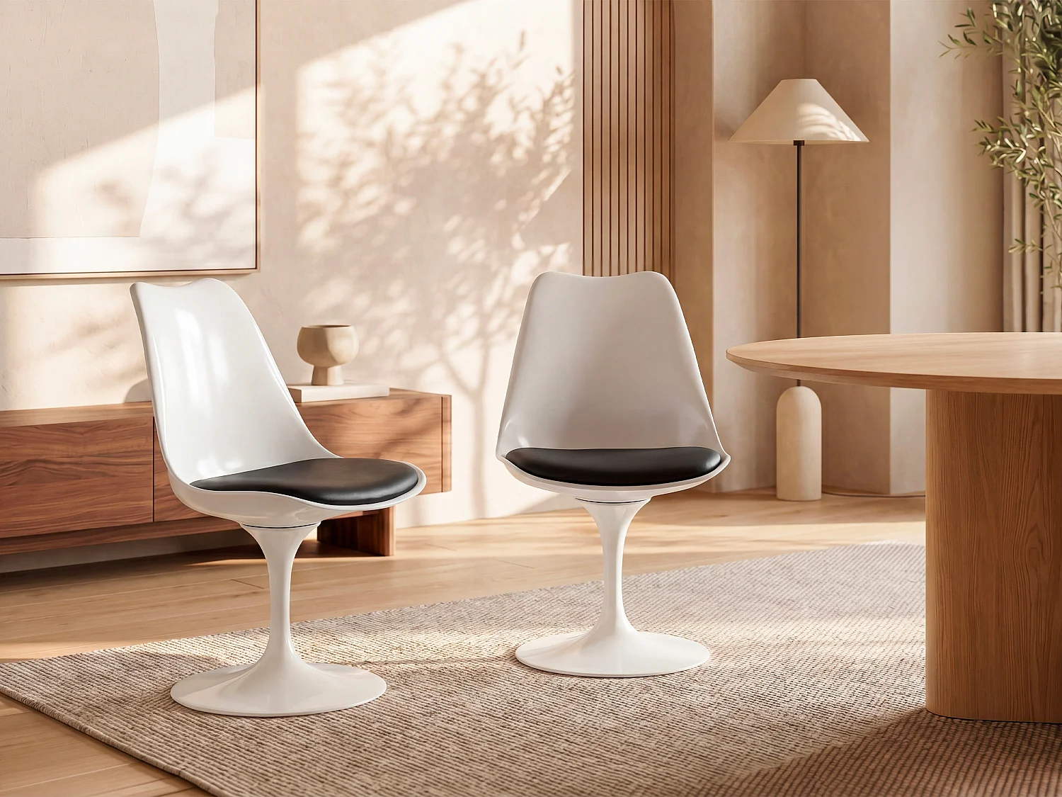 Set van 2 stoelen van polypropyleen, kunstleer en staal – Wit en Zwart – XAFY