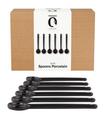 vtwonen Spoons Porcelain Bestek Matt Black Small (Set van 6)