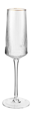 vtwonen Vtwonen Glass Clear Champagneglas met gouden rand 230 ml Set van 4